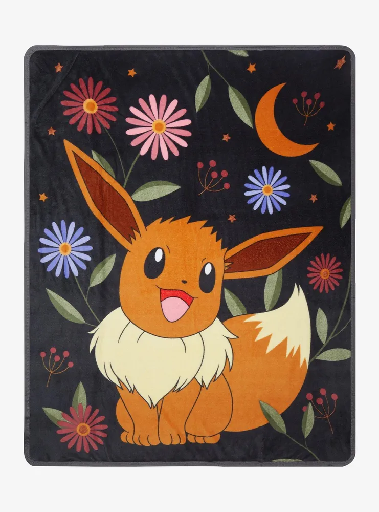 Hot Topic Pokemon Eevee Flowers Throw Blanket Hamilton Place