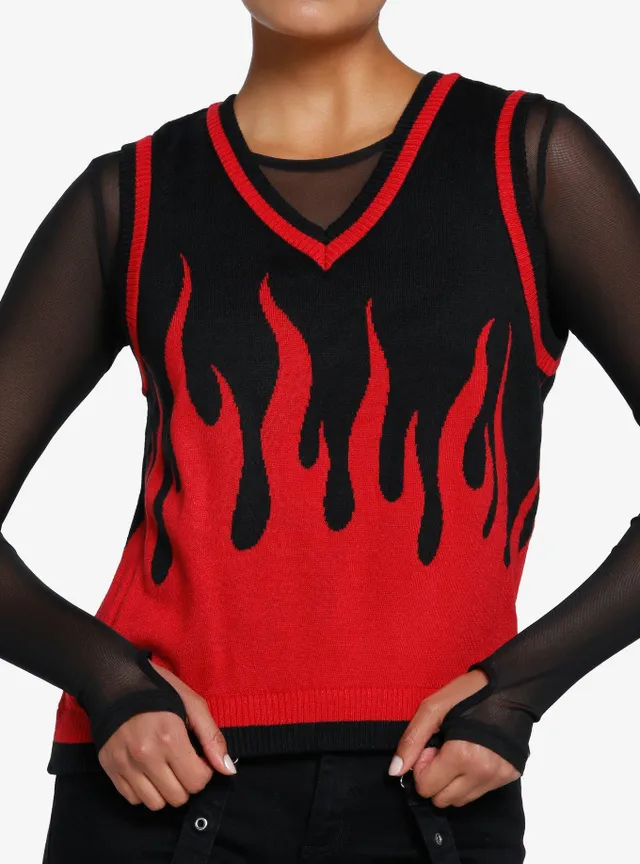 Red clearance flame sweater