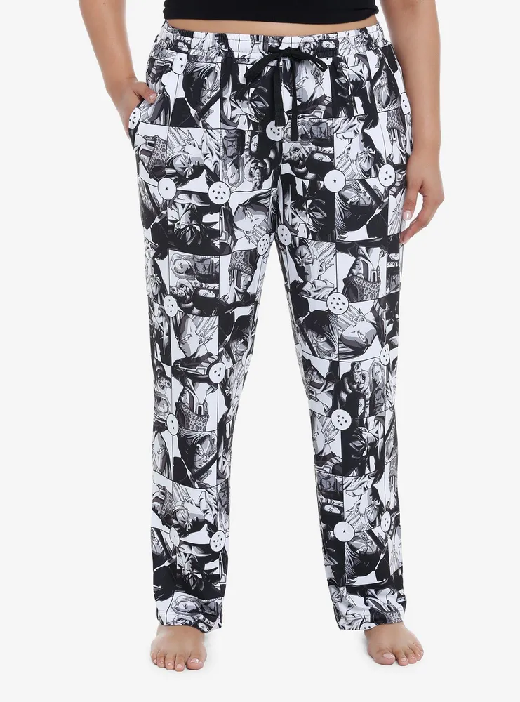 Hot Topic Dragon Ball Z Black White Panel Pajama Pants Plus