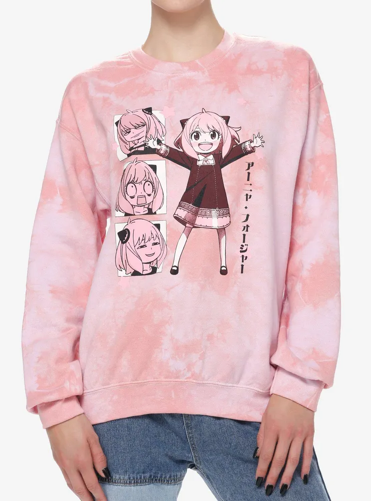 Hot Topic Spy X Family Anya Faces Pink Tie-Dye Girls Sweatshirt