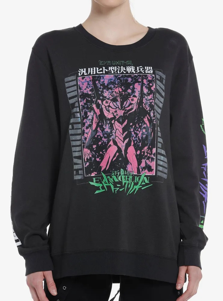 Hot Topic Neon Genesis Evangelion Eva-01 Girls Oversized Sweatshirt ...