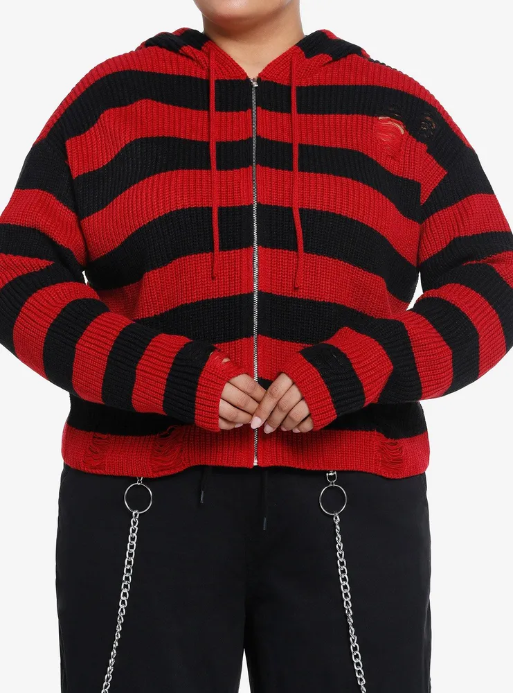 Red and black striped 2024 hoodie