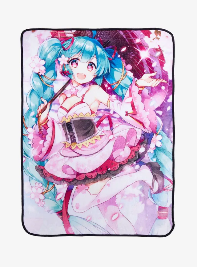 Hot Topic Hatsune Miku Cherry Blossom Throw Blanket Hamilton