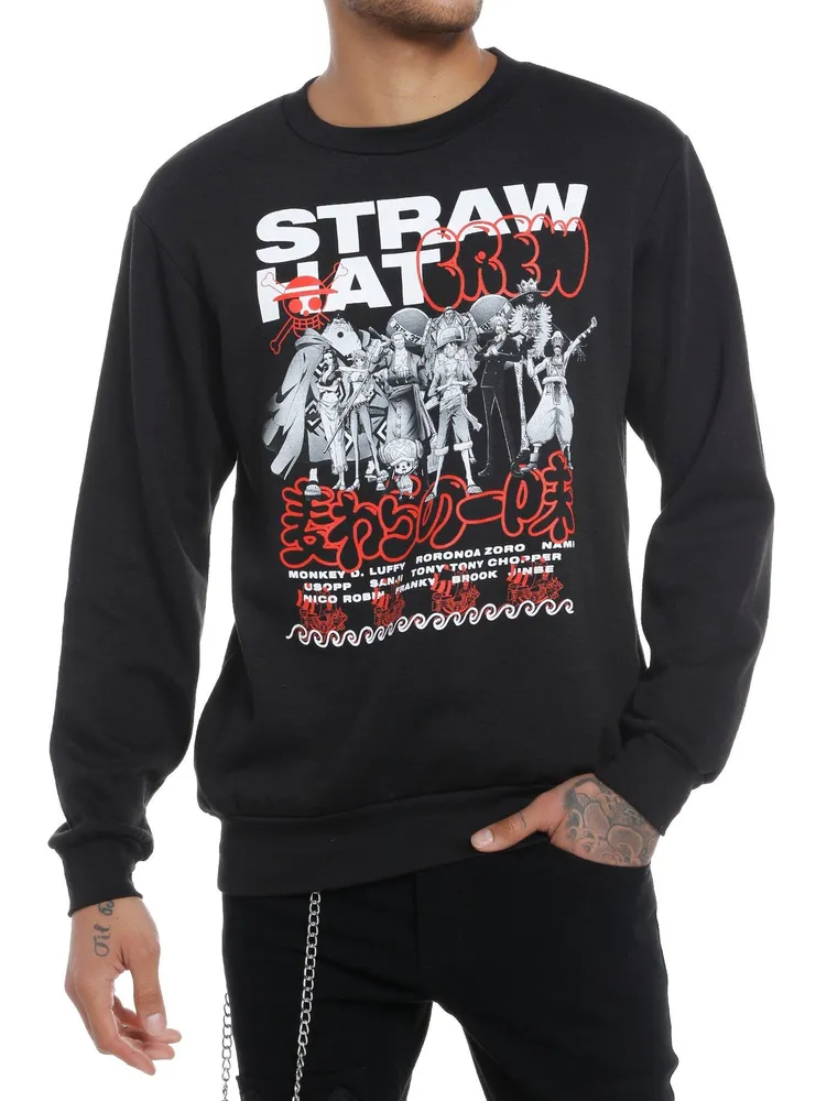 Hot Topic One Piece Straw Hat Crew Bubble Font Sweatshirt