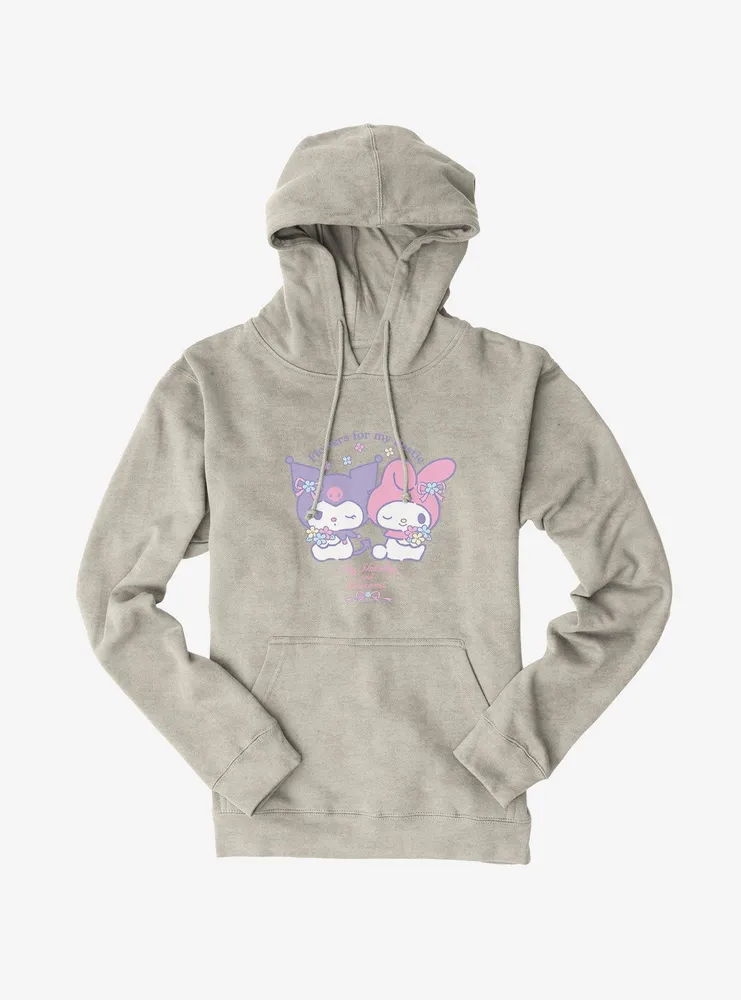 My melody & online kuromi split pullover hoodie