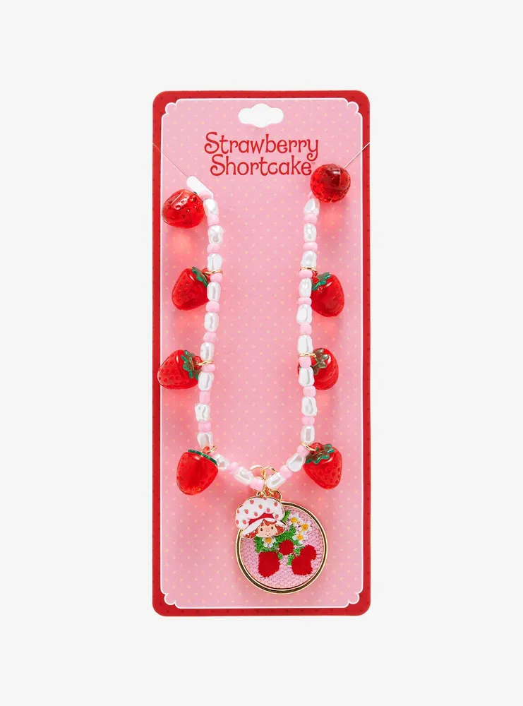 Boxlunch Strawberry Shortcake Embroidered Strawberry Pendant Necklace ...