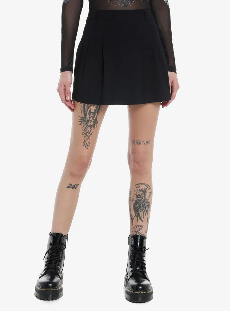 Black skater skirt with belt outlet loops