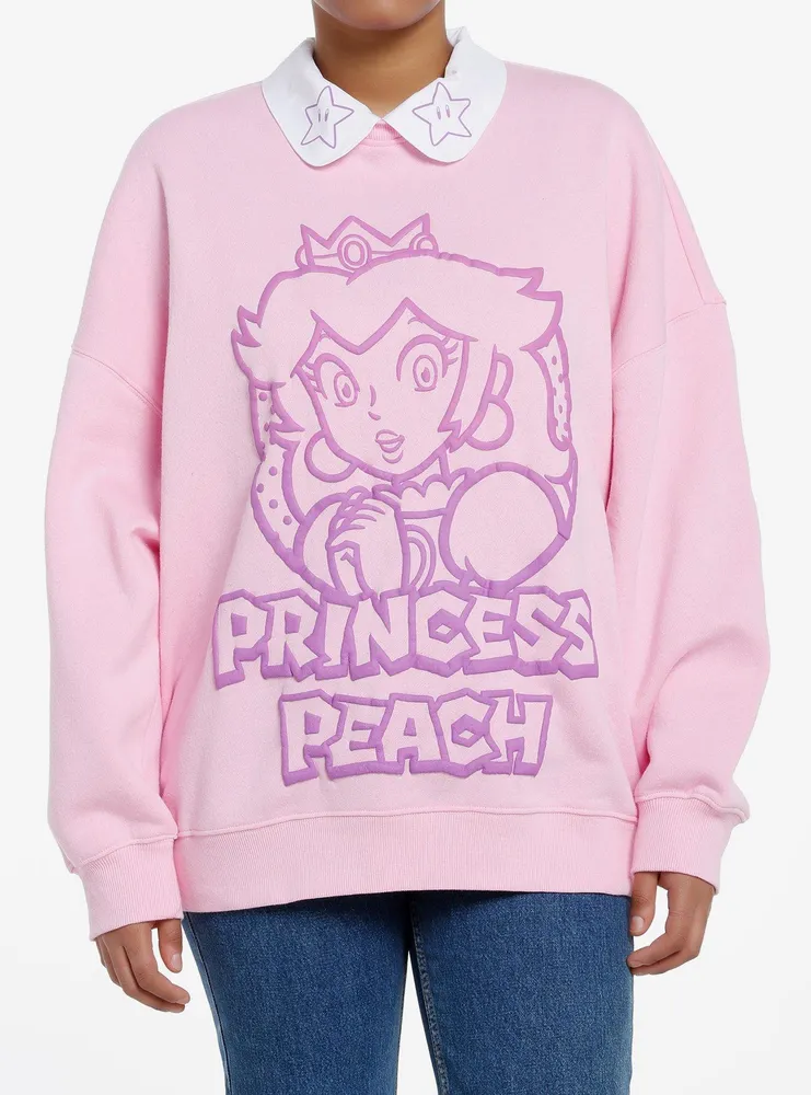 Hot Topic Super Mario Princess Peach Collared Girls Sweatshirt ...