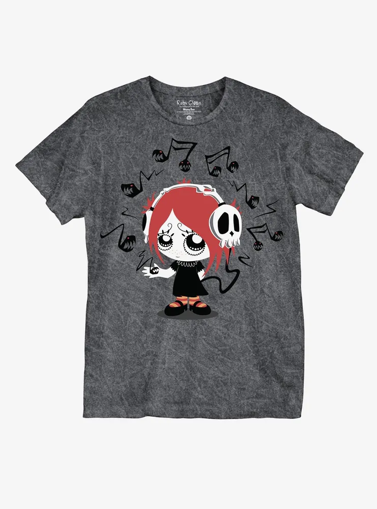 Hot Topic Ruby Gloom Skull Headphones Boyfriend Fit Girls T-Shirt