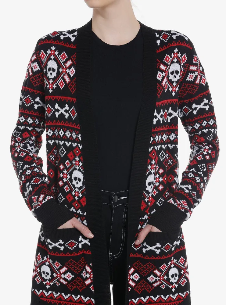 Hot Topic Social Collision Black Red Skull Fair Isle Girls