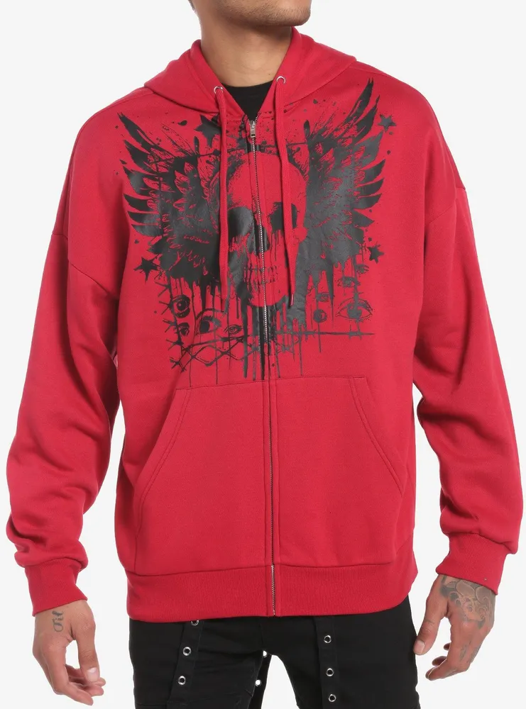 Bright red discount zip up hoodie