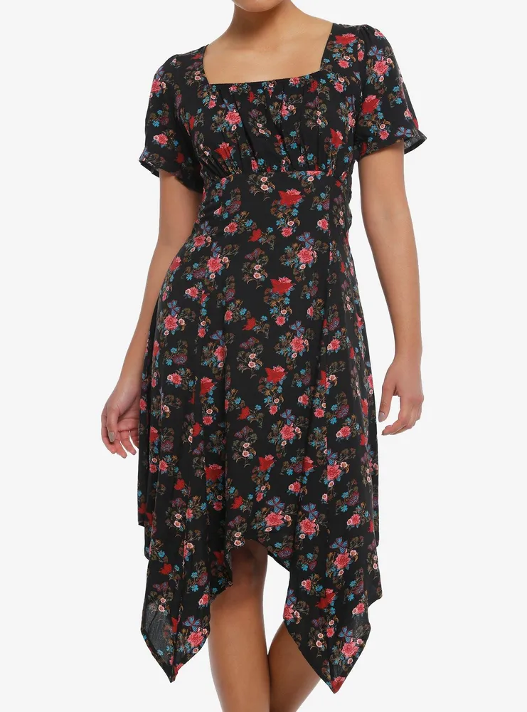 Floral hanky hem outlet dress