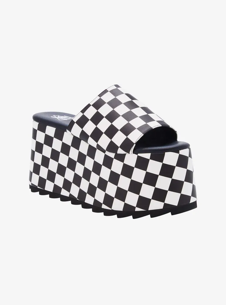 Black and sales white checkered sandals