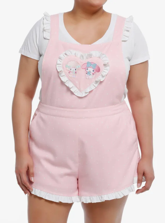 Hot Topic My Melody & Sweet Piano Lace Heart Shortalls Plus at