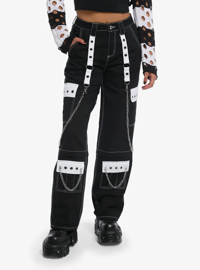 Hot Topic Black & White Grommet Chain Carpenter Pants at Bramalea
