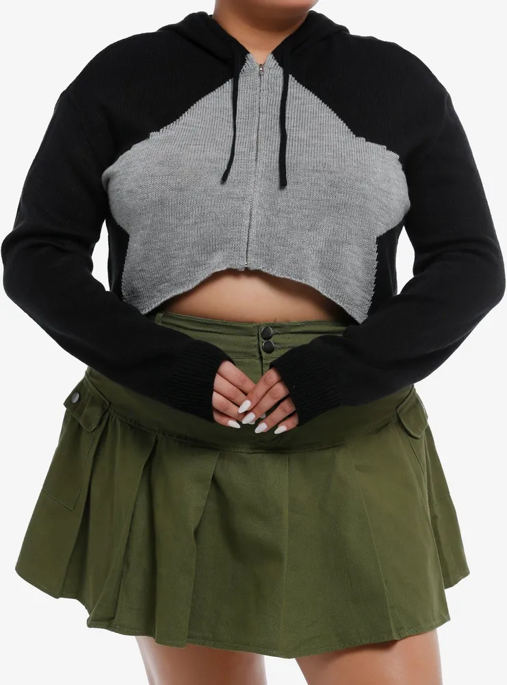 Girls black crop online hoodie