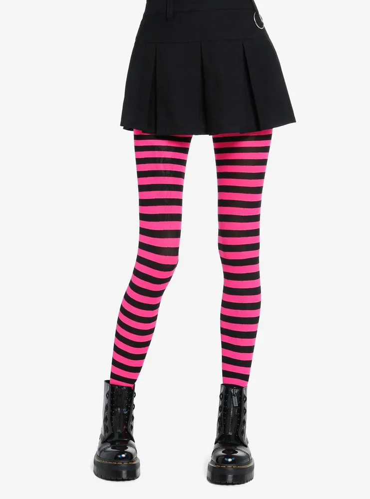 Pink striped clearance tights