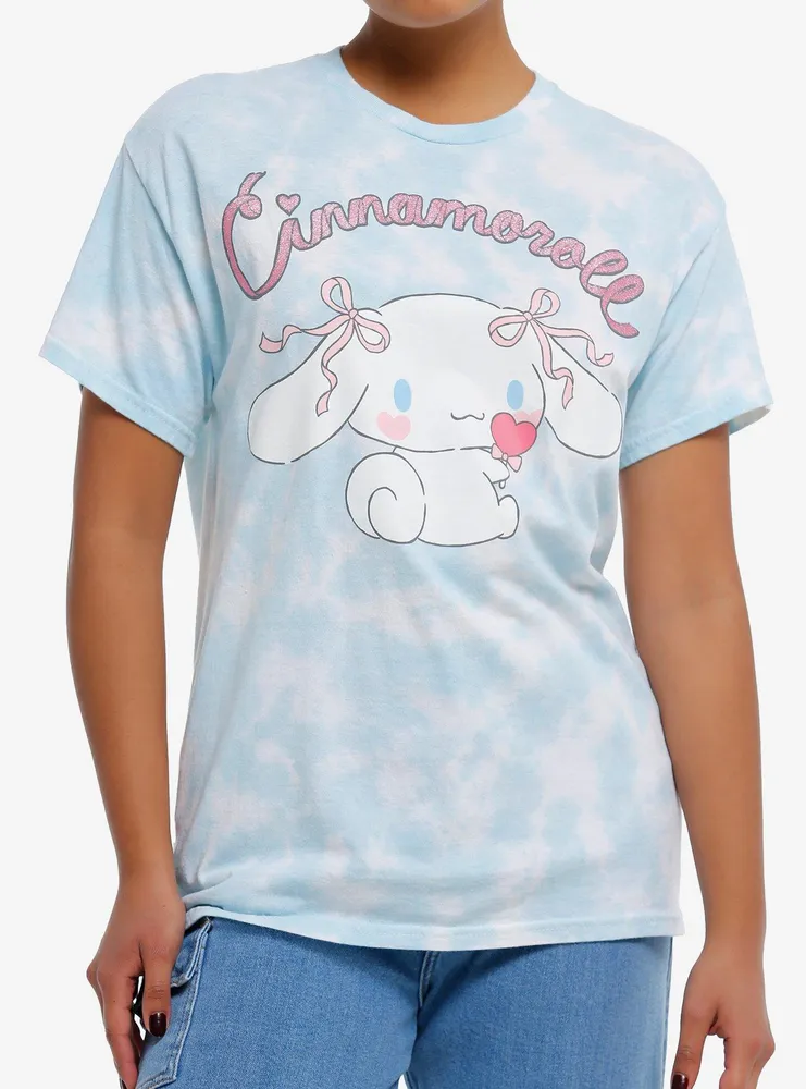 Hot Topic Cinnamoroll Ribbon Glitter Tie-Dye Boyfriend Fit Girls T ...