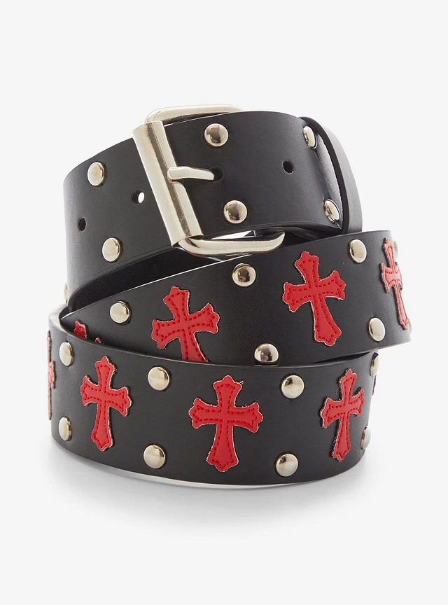Hot Topic Black & Red Cross Stud Belt at Hamilton Place in