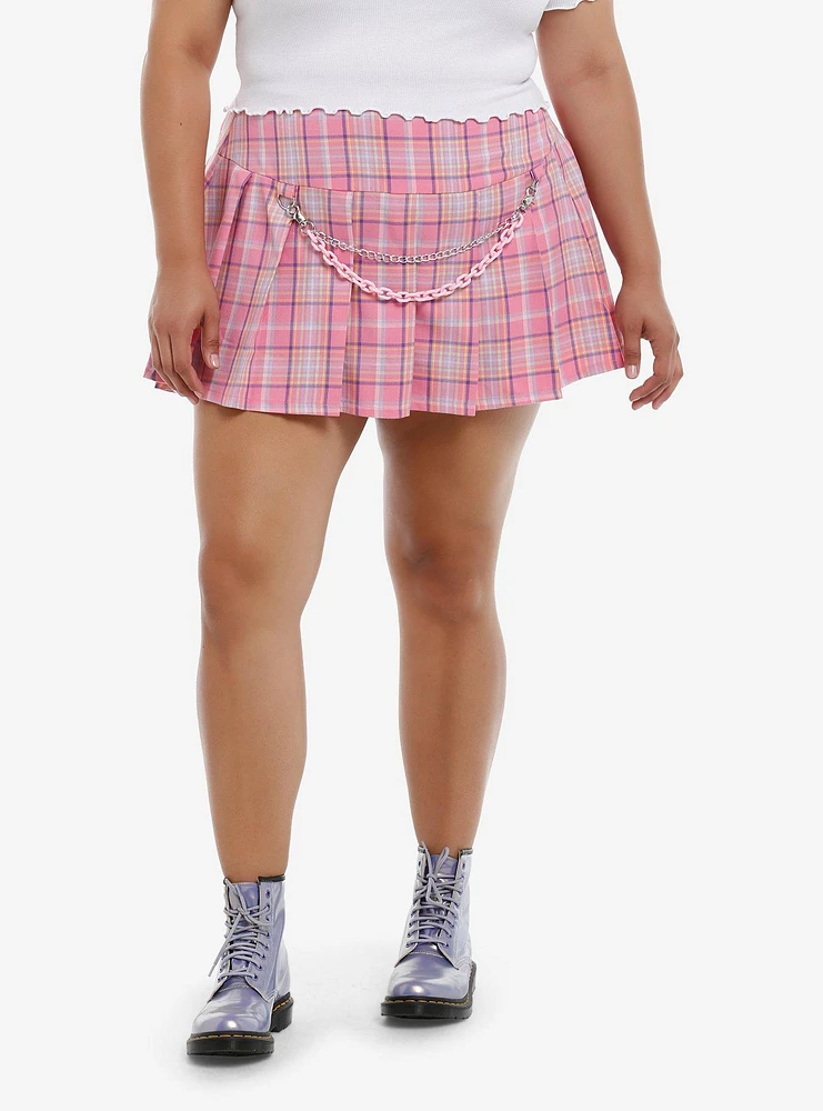 Purple plaid pleated skirt best sale