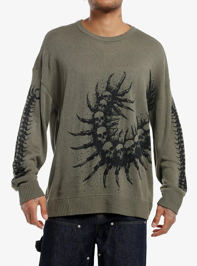 Hot Topic Social Collision Skull Centipede Sweater | Liberty Center