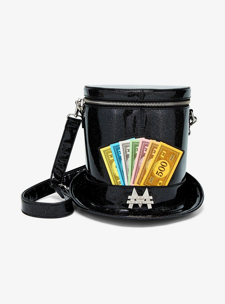 loungefly モノポリー ショルダーバッグ Monopoly 90th Anniversary Top Hat Glitter Figural Crossbody