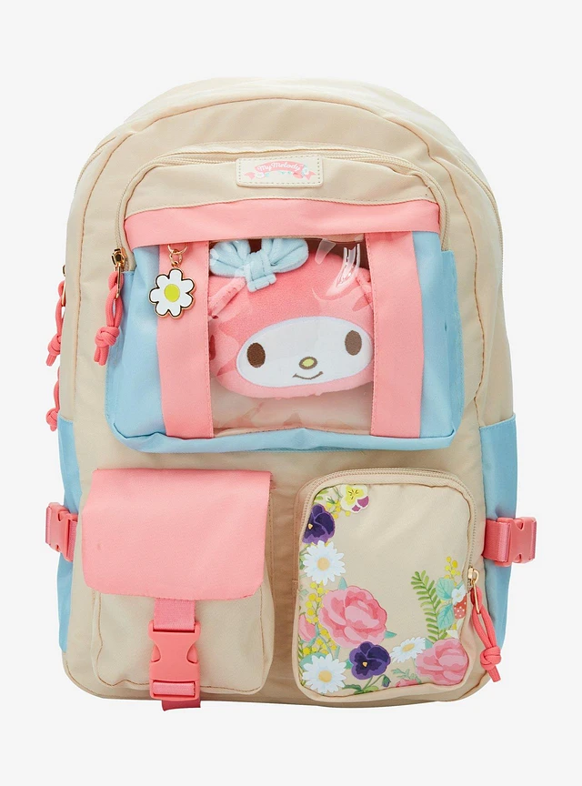 Hot Topic My Melody Pink Floral Multi Pocket Backpack