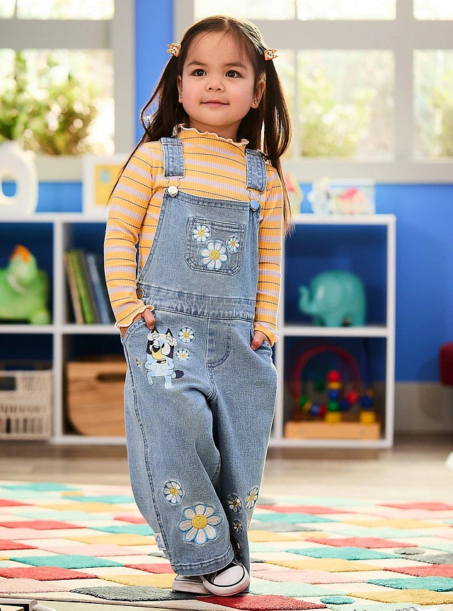 Bluey Daisy & Bingo Toddler Denim Overalls - BoxLunch Exclusive