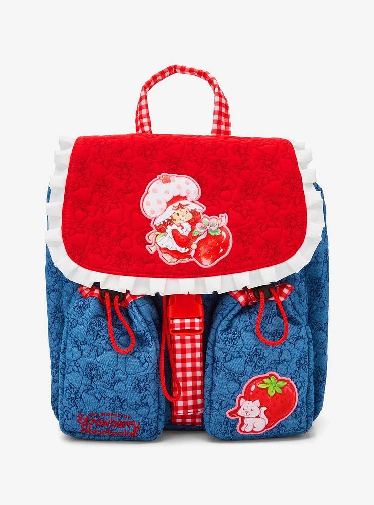 ★セール中❗️ 新作!リュック♡手刺繍♡デニム♡花柄＆蝶々モチーフ Strawberry Shortcake Ruffled Denim Backpack — BoxLunch Exclusive