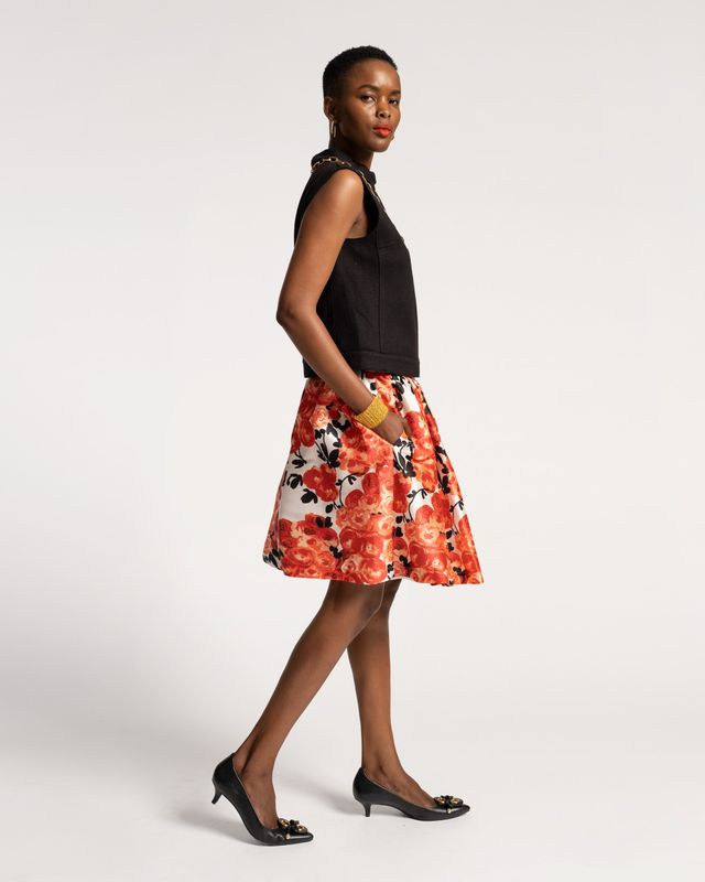 Frances Valentine Barbie Gathered Mini Skirt Rose Floral The Summit