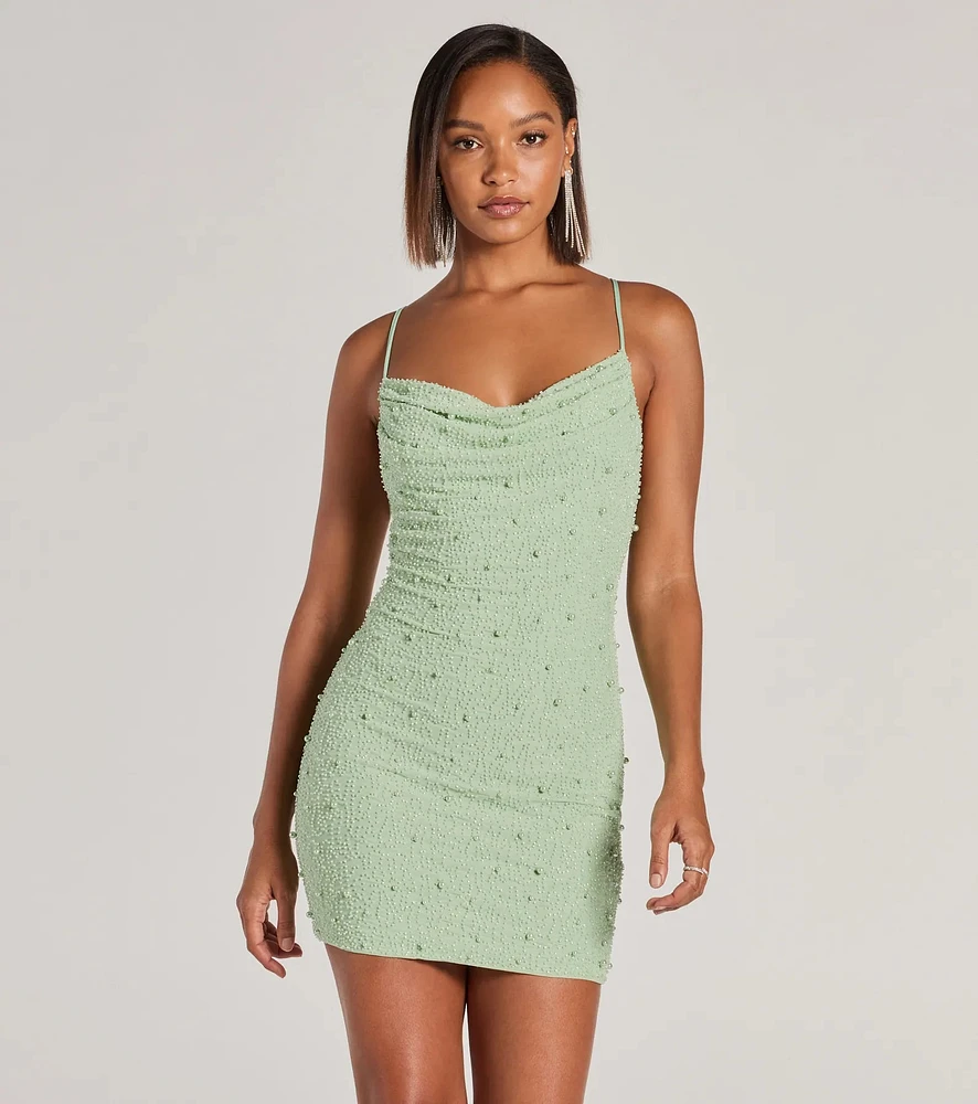 Windsor Keira Faux Pearl Strappy Open-Back Mini Dress | MainPlace Mall