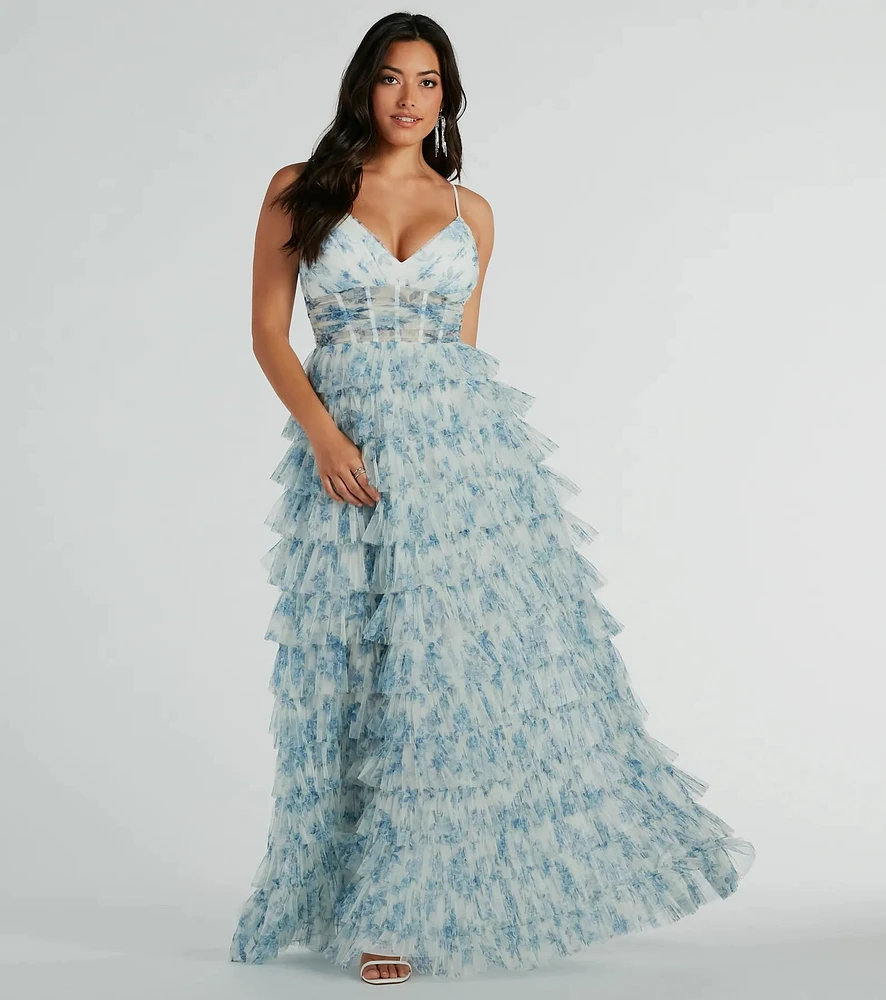 【公式、美品】Waltz Floral Lace Belted Dress ZARA WOMAN NWT SS24 BELTED DRESS WITH PRINT AND RUFFLES BLUE