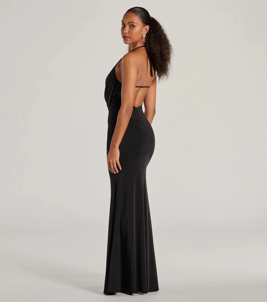 Windsor Katherine Halter Open Back Mermaid Formal Dress
