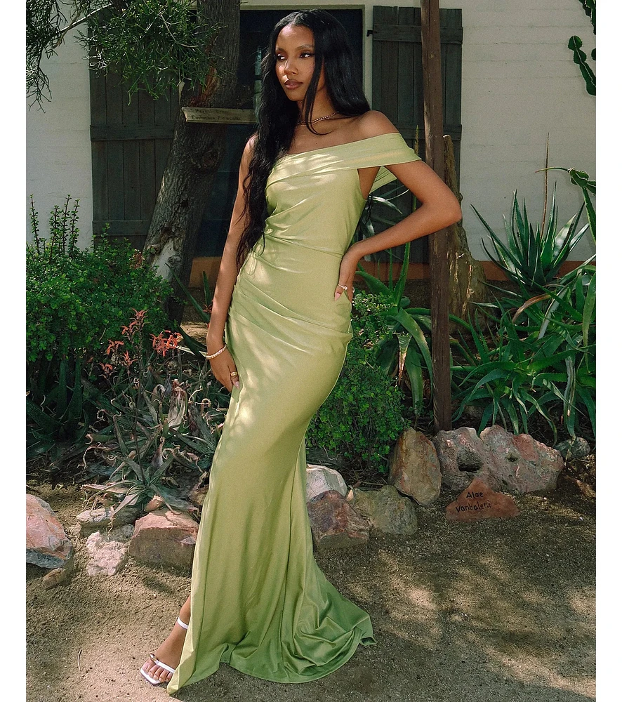 Windsor Mona Off-Shoulder Slit Mermaid Formal Dress at CoolSprings