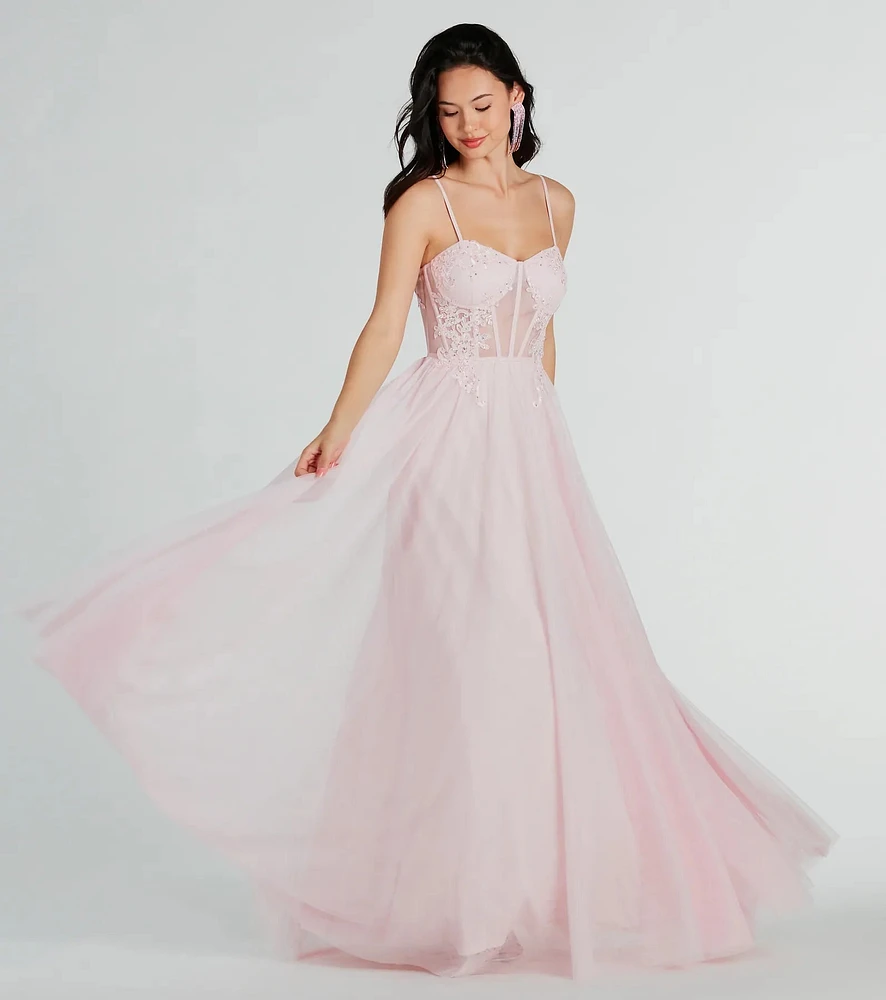 Windsor Alexandra Rhinestone Embroidered Tulle Ball Gown