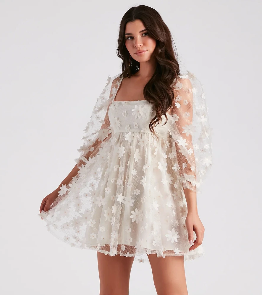 Windsor Sunshine Daisy Flower Mesh Skater Dress | MainPlace Mall