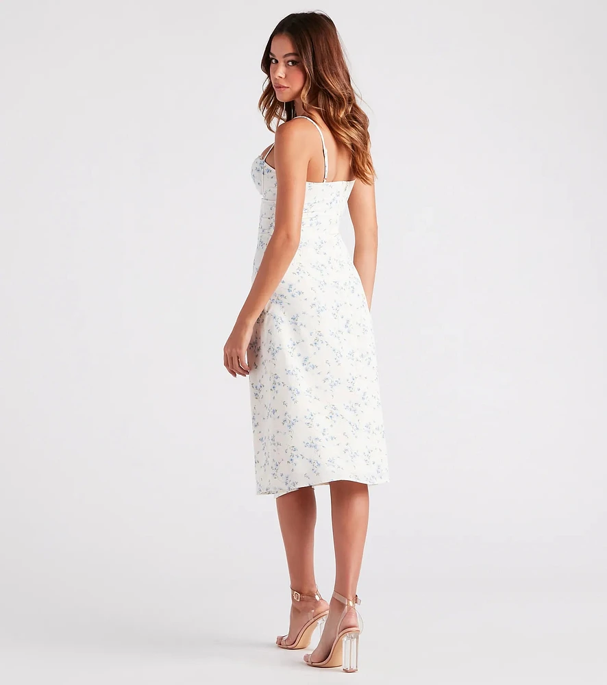 Windsor Lovely Floral Lace Trim Midi Dress | MainPlace Mall