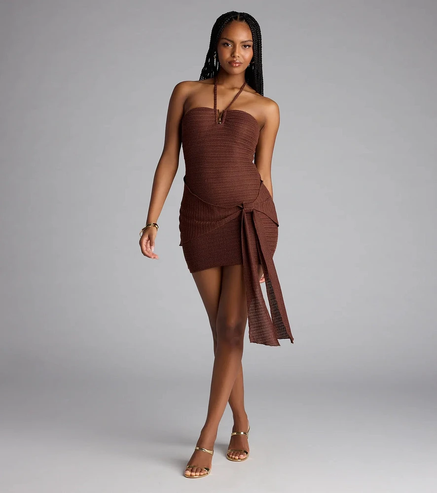 Windsor Too Hot to Handle Halter Knit Mini Dress | Arden Fair