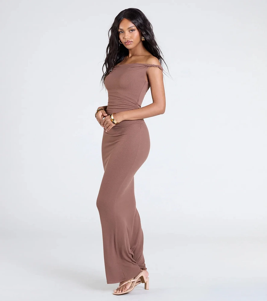 Windsor Alluring Silhouette Off-The-Shoulder Maxi Dress
