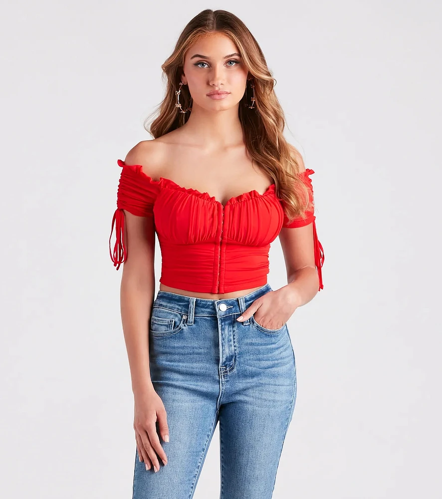 Windsor Hooked Ruched Crop Top at Hamilton Place in Chattanooga, TN