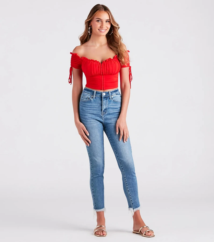 Windsor Hooked Ruched Crop Top at Hamilton Place in Chattanooga, TN