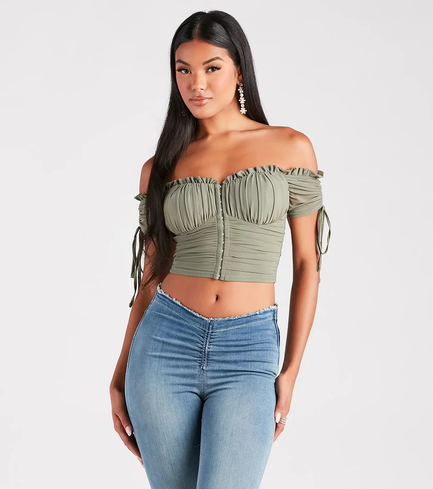 Windsor Hooked Ruched Crop Top | MainPlace Mall