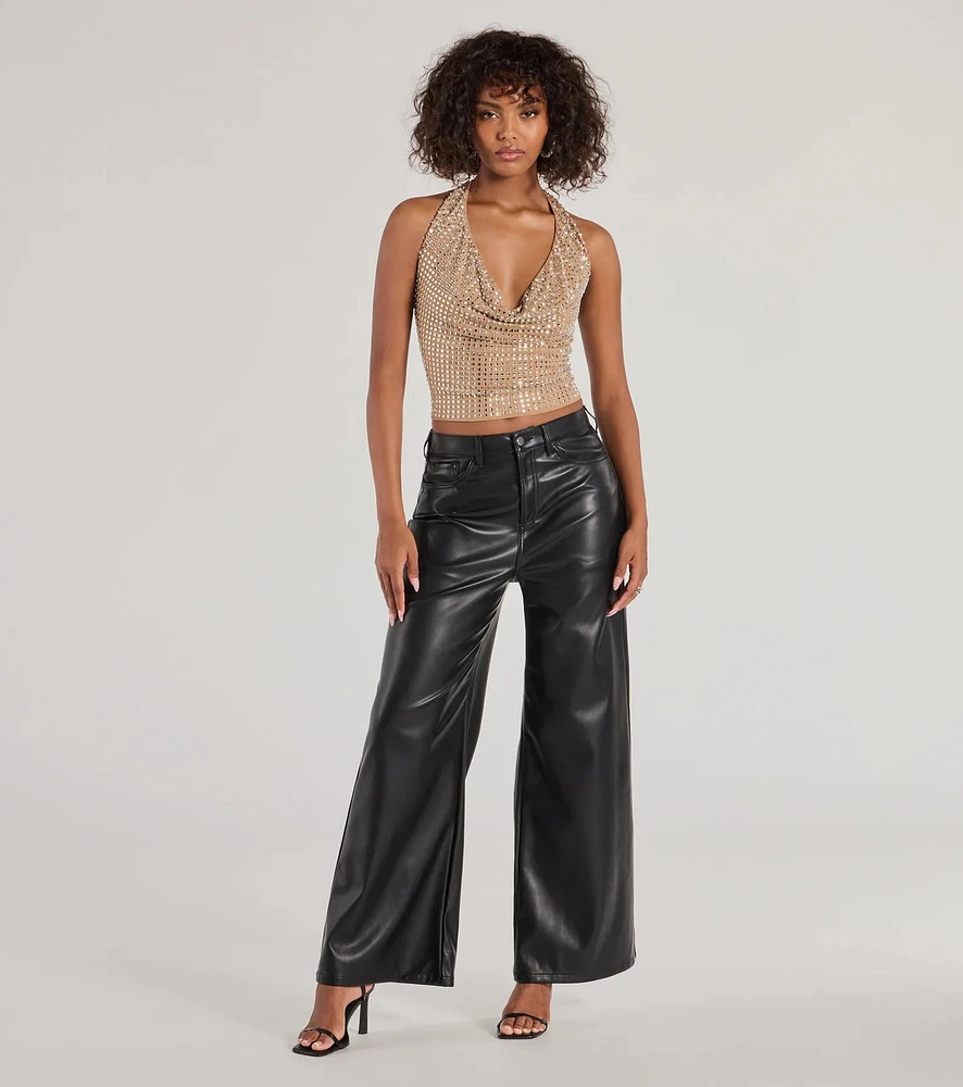 ○様　DIANTE Rhinestone halter neck tops Windsor Glitzy Chic Cropped Rhinestone Halter Top at Hamilton