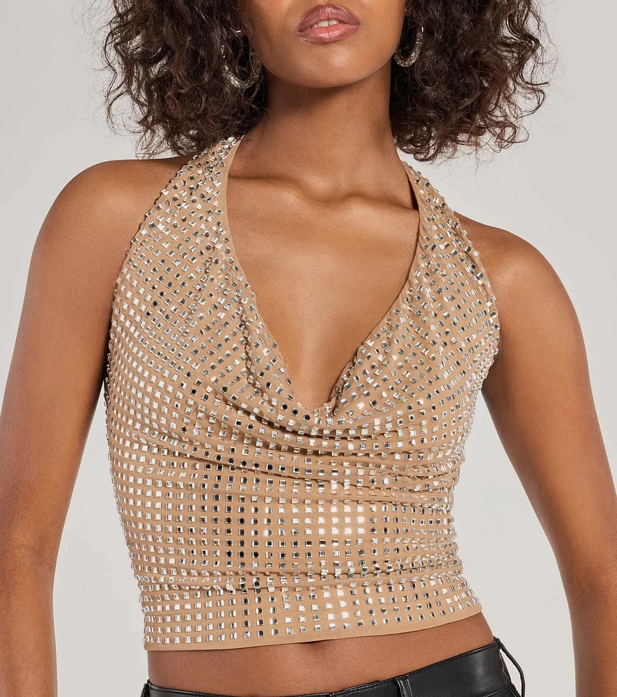 ○様　DIANTE Rhinestone halter neck tops Windsor Glitzy Chic Cropped Rhinestone Halter Top at Hamilton
