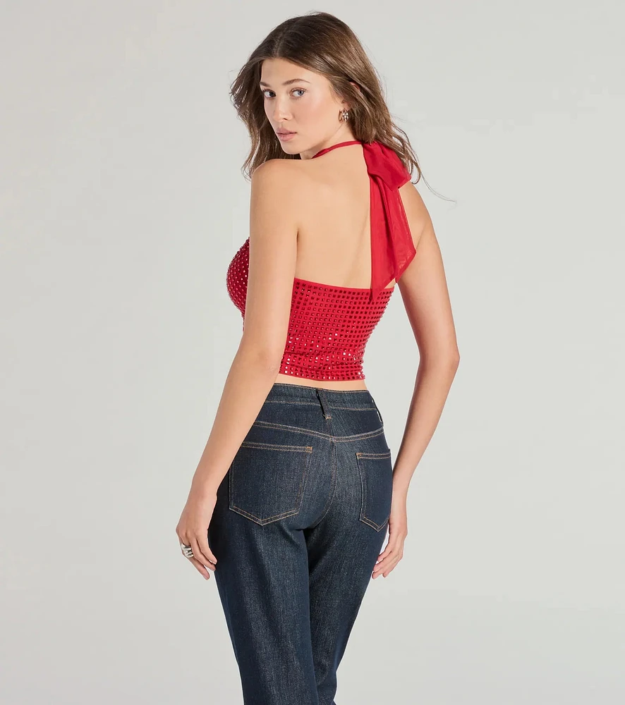 Windsor Glitzy Chic Cropped Rhinestone Halter Top at CoolSprings