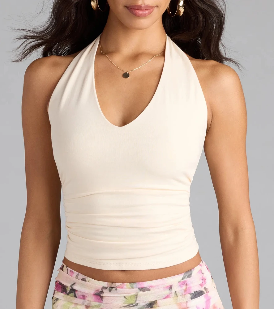 Windsor Feel The Vibes Halter V-Neck Crop Top | Arden Fair
