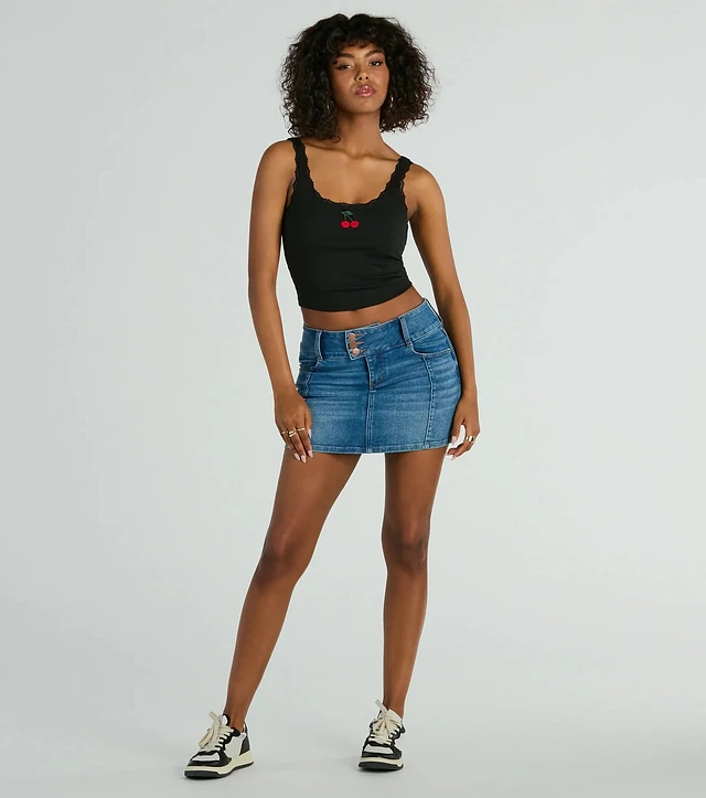 Windsor Cherry Picking Lace Trim Tank Top | MainPlace Mall