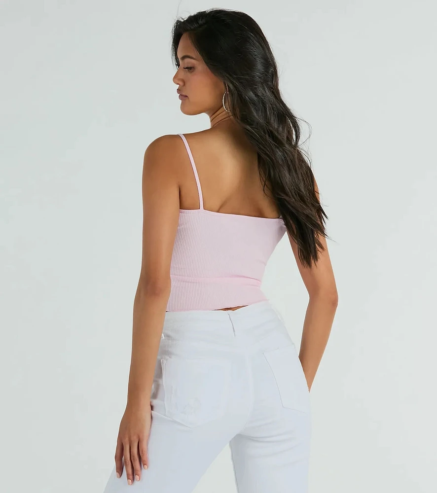 Windsor Basics To Love Lace Trim Bow Crop Tank Top | Liberty Center