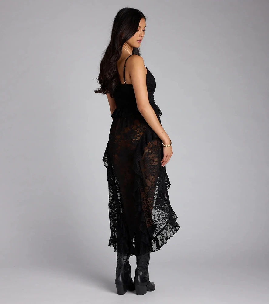 Windsor Romance Rules Lace-Up Lace Tunic Top | MainPlace Mall