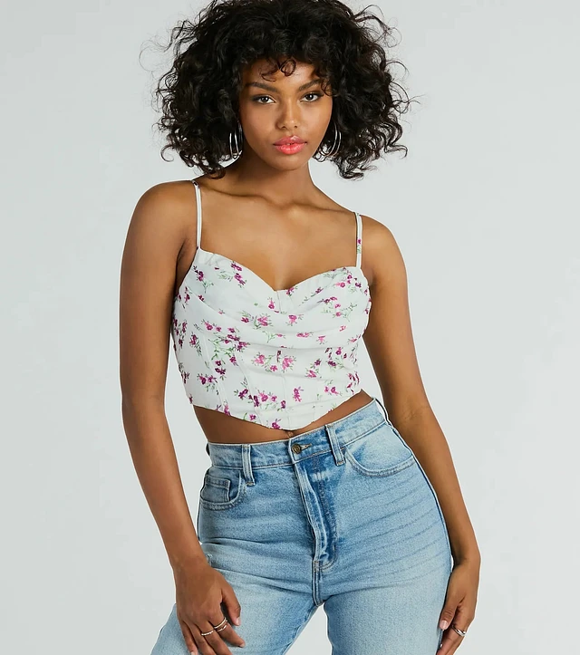 トップス Sweetheart Top Carbon Mini Floral 18-24 White Floral Sweetheart Neck Top